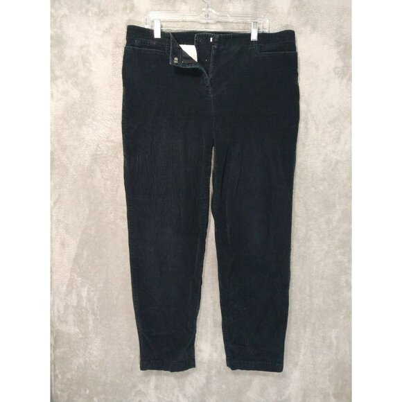 J Jill Pants Womens 12 Black Corduroy Straight Leg Mid Rise Stretch - Picture 1 of 7